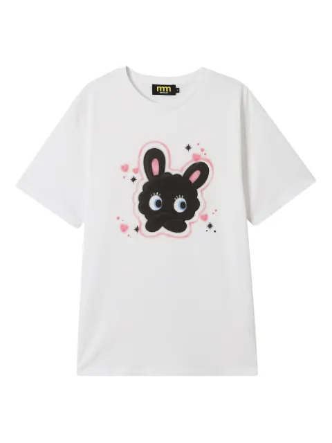 Mini Cream bunny-print cotton T-shirt