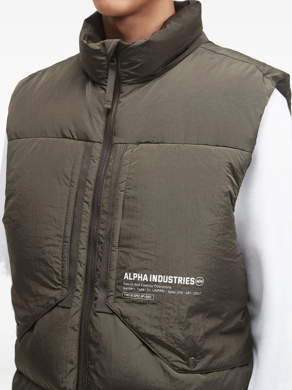 Alpha Industries Quilted-puffer Vest In Green