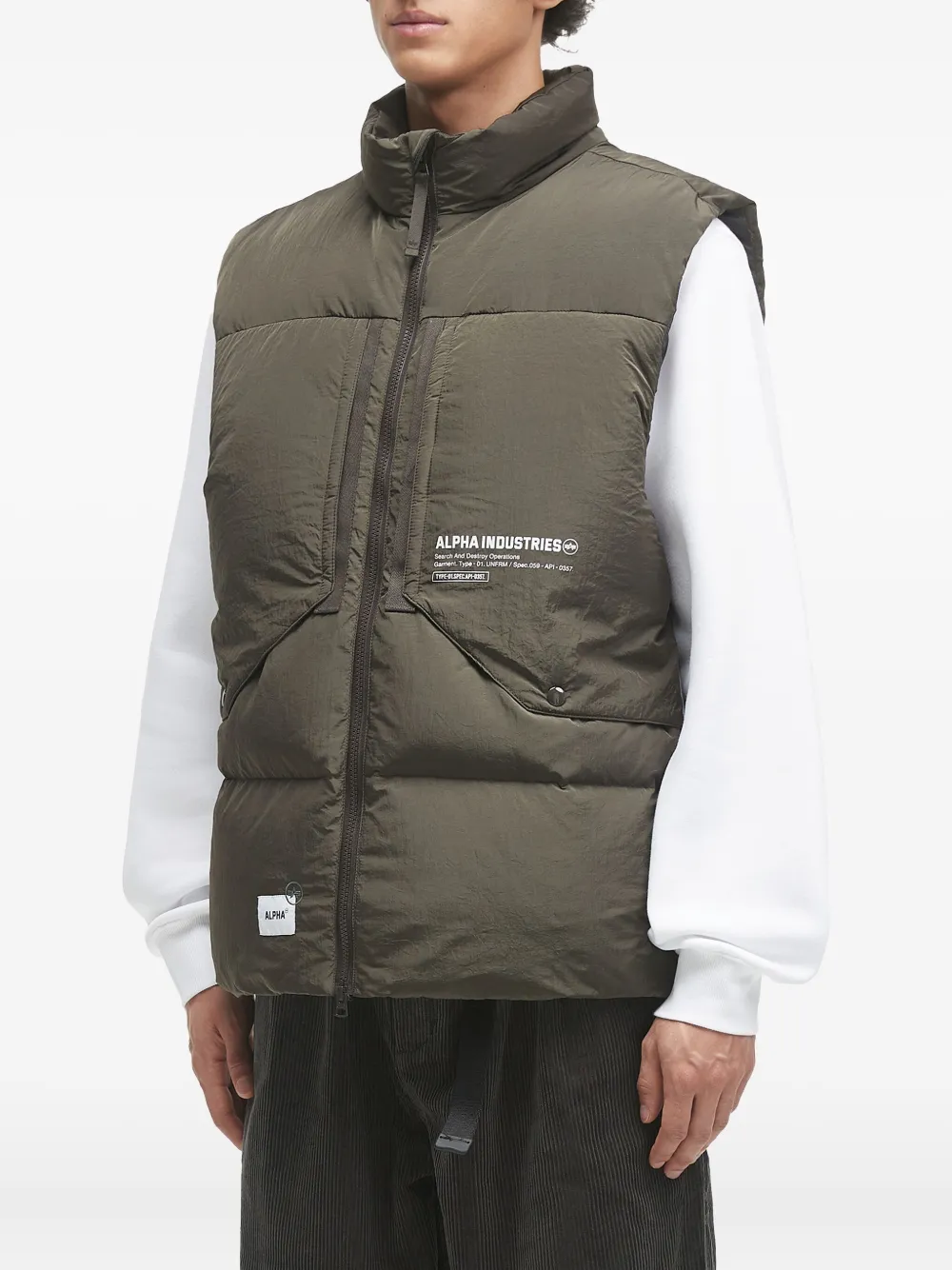 Alpha Industries Quilted-puffer Vest In Green