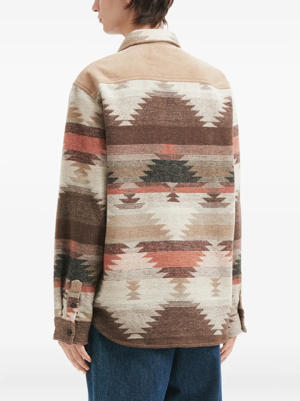Aftermaths Long-sleeve Ikat-pattern Shirt In Neutral