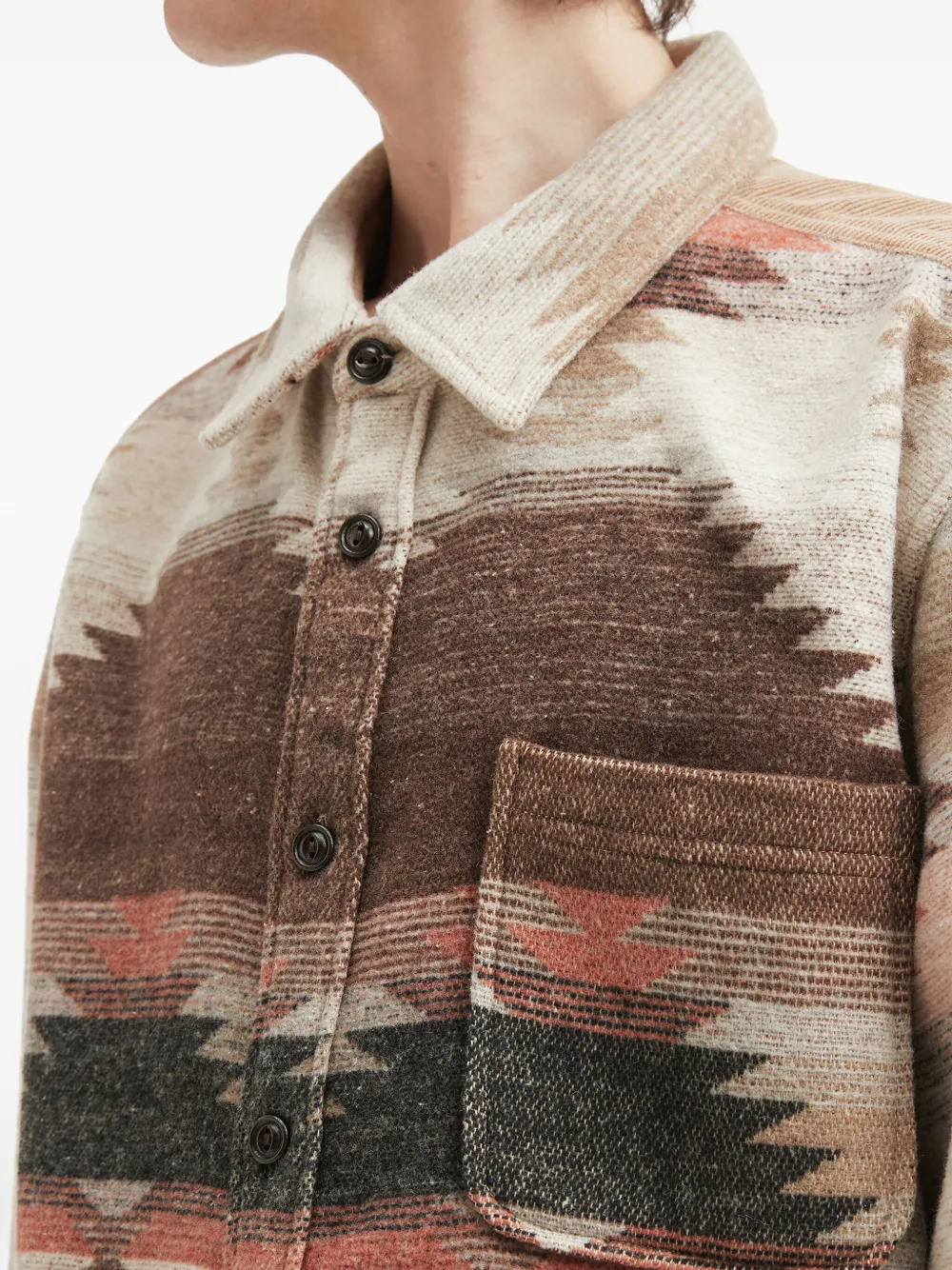 Aftermaths Long-sleeve Ikat-pattern Shirt In Neutral