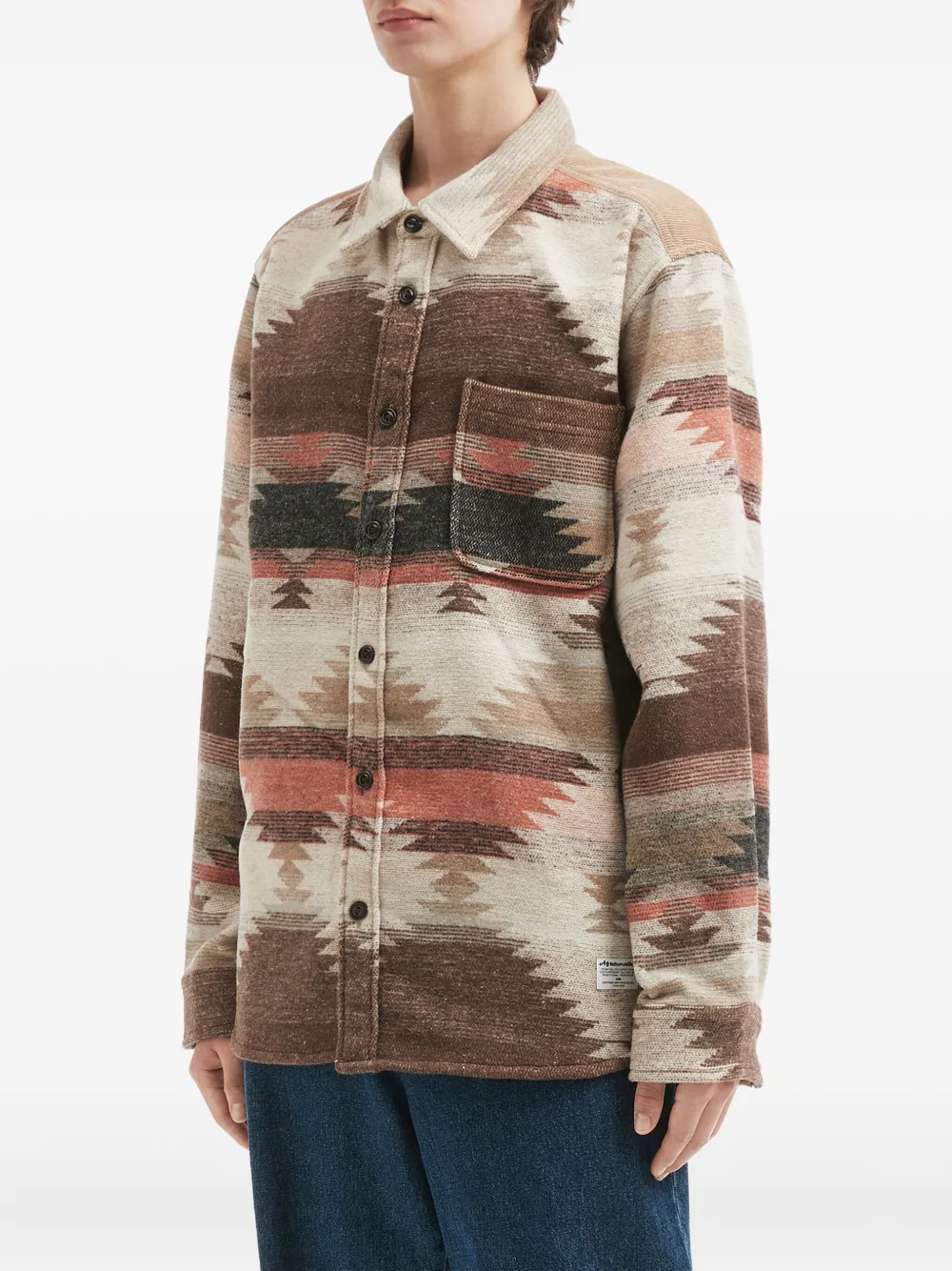 Aftermaths Long-sleeve Ikat-pattern Shirt In Neutral