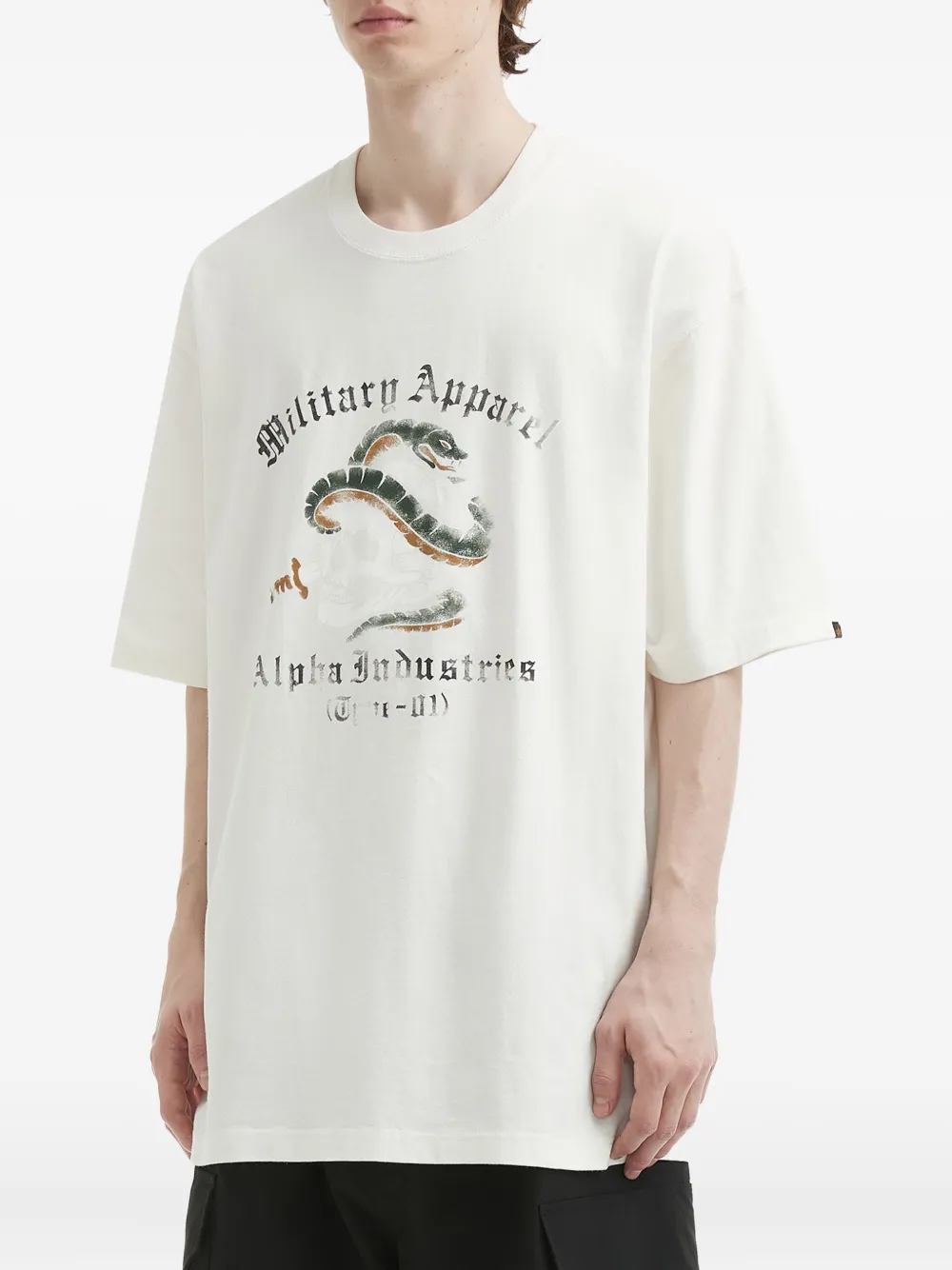 Alpha Industries Katoenen T-shirt met slangenprint - Wit