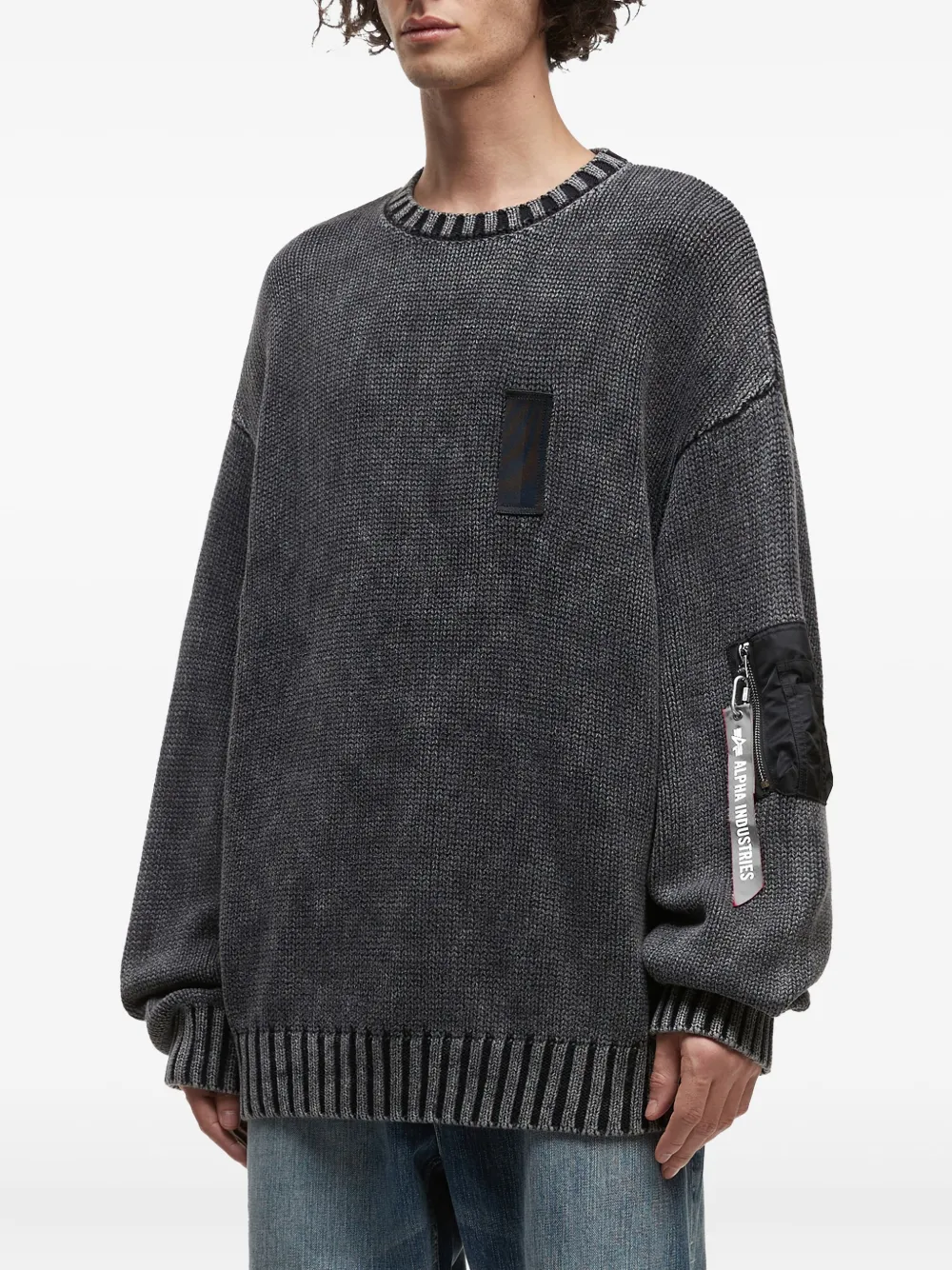 Alpha Industries Patch-detail Pocket-detail Sweater In Black