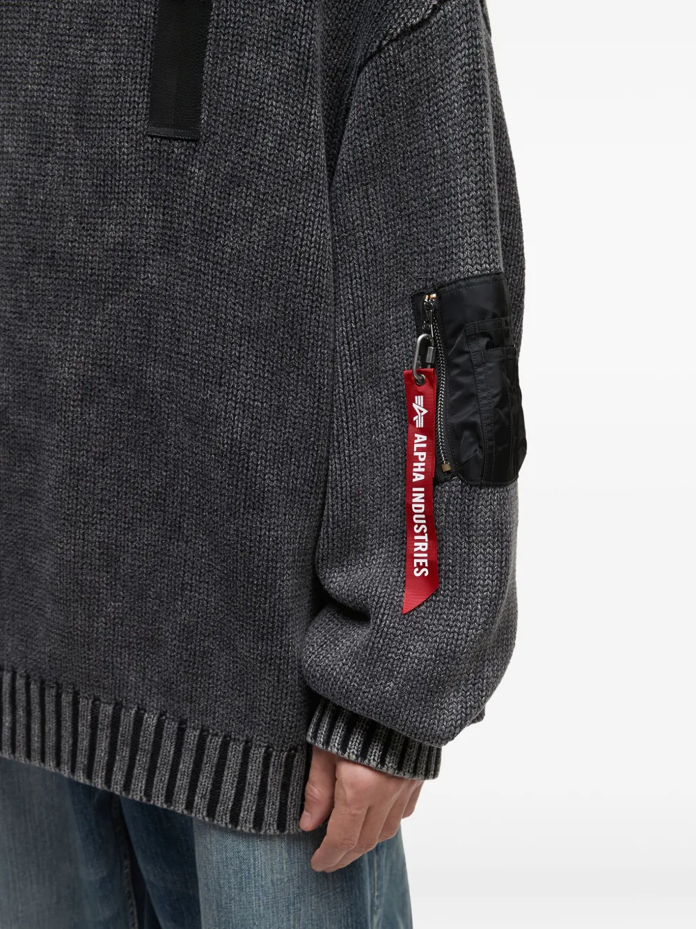 Alpha Industries Patch-detail Pocket-detail Sweater In Black