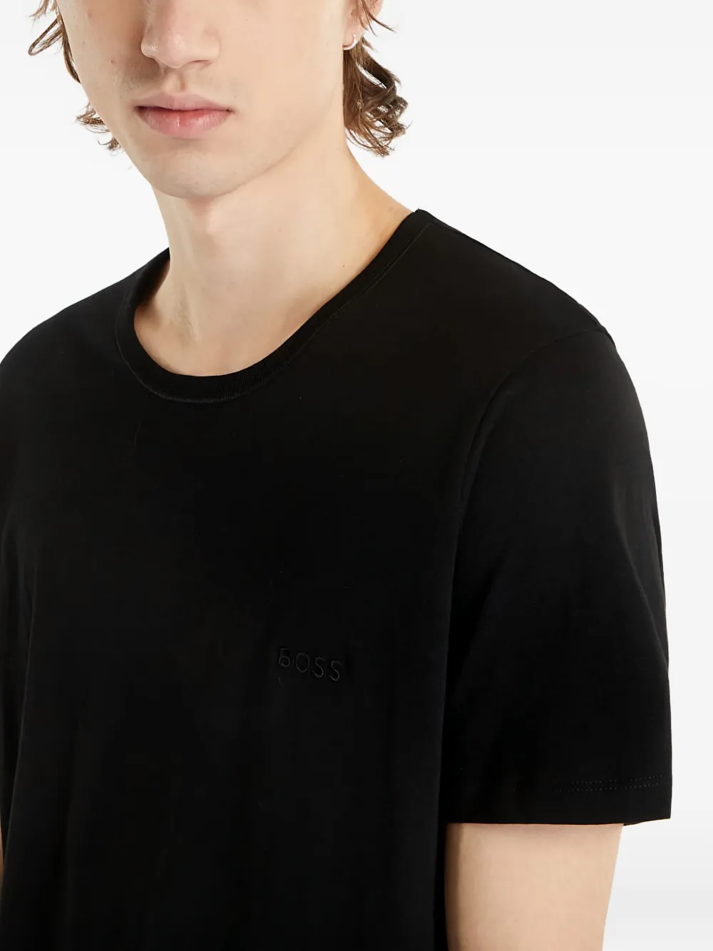 HUGO Drie T-shirts met geborduurd logo Zwart