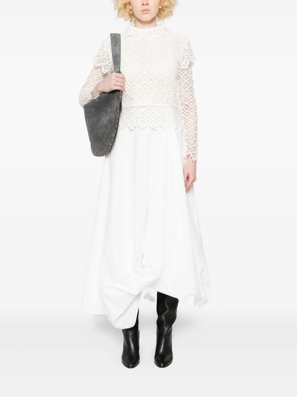 Isabel Marant Lace-pattern Long-sleeve Top In White