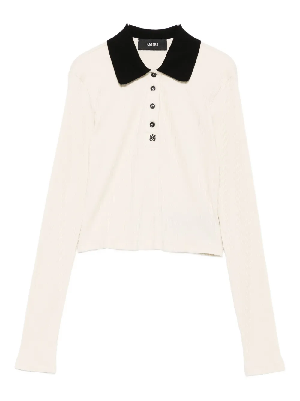 Amiri Ribbed-knit Polo Top In Neutral
