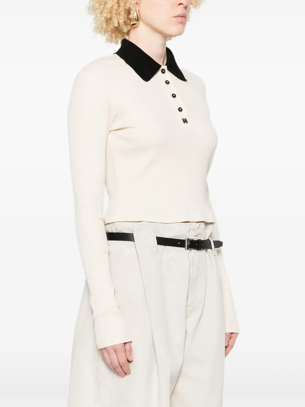 AMIRI Ribgebreide polotop Beige