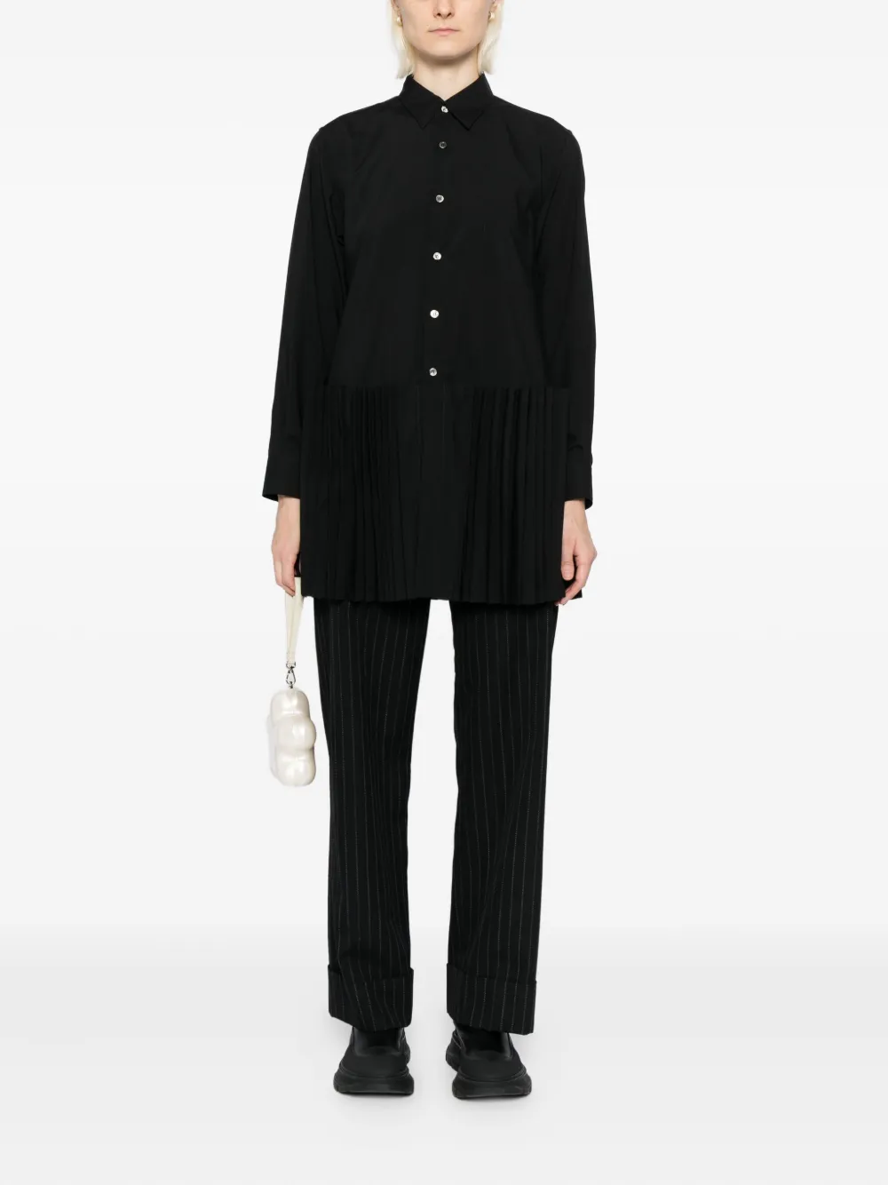 Comme Des Garçons Geplooide shirtjurk - Zwart