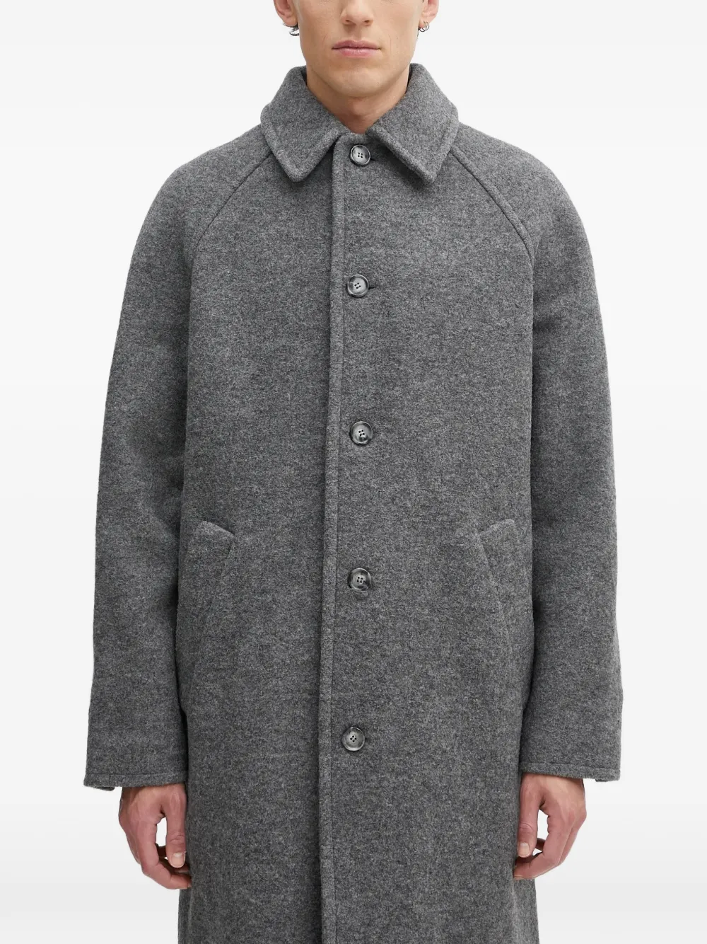Button-Fastening Collar Coat