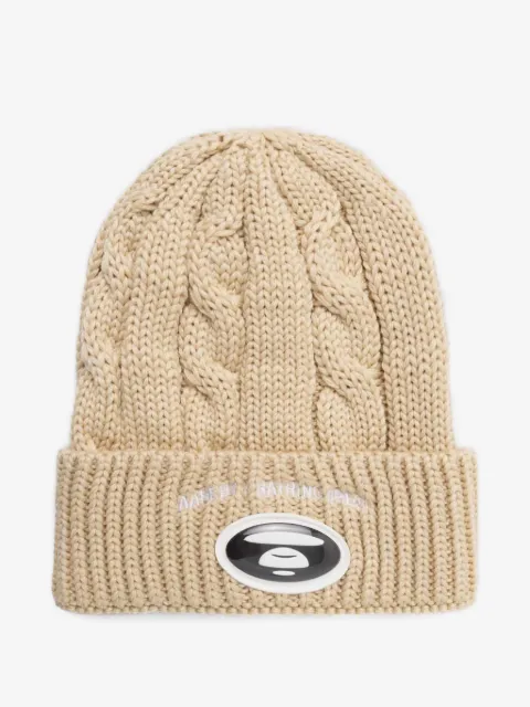 A BATHING APE® cable-knit logo-patch beanie