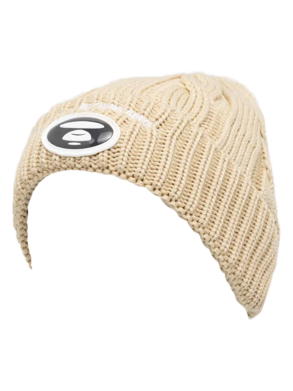 AAPE BY *A BATHING APE Kabelgebreide muts met logopatch - Beige