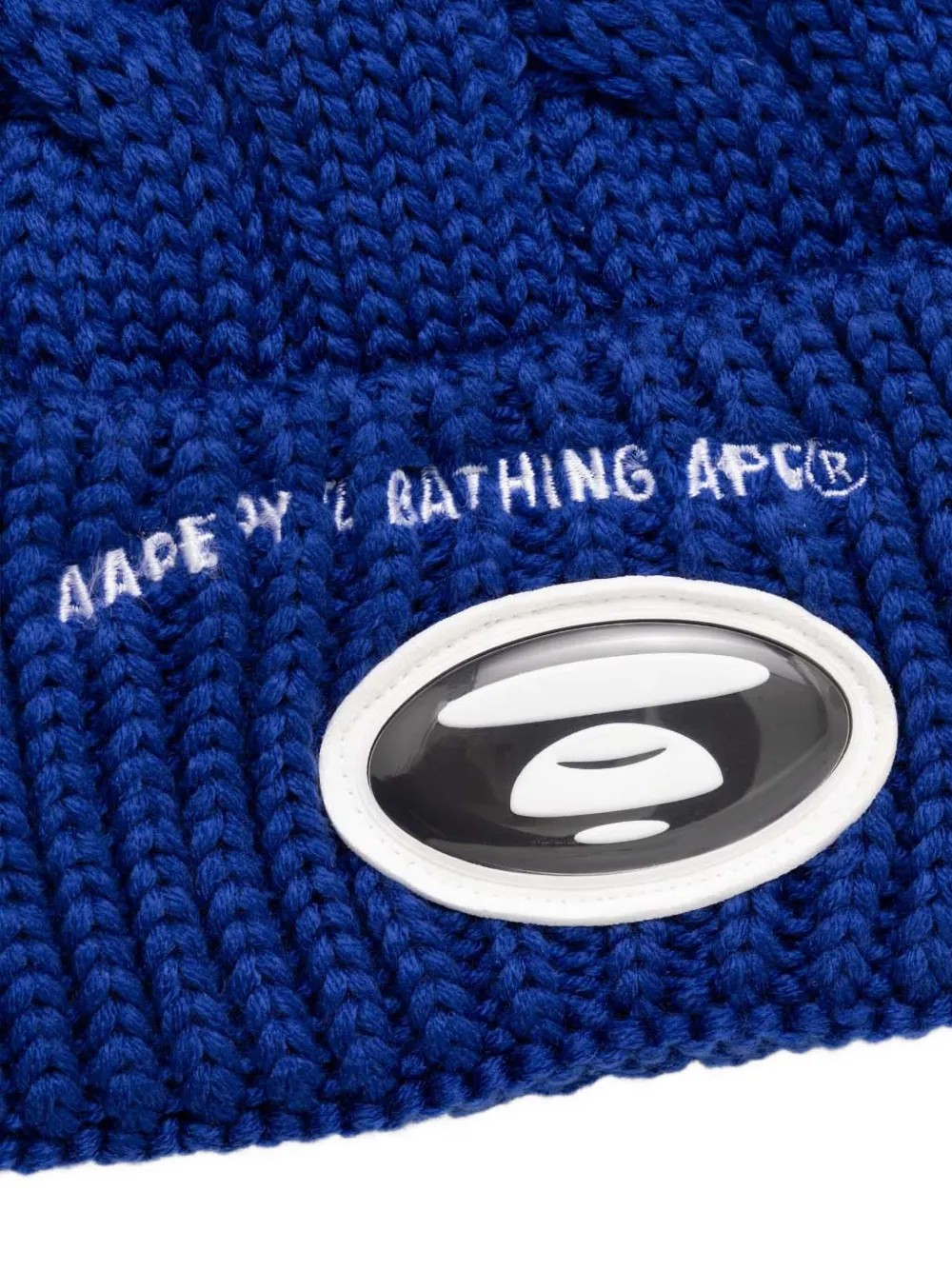 Aape By A Bathing Ape Cable-knit Logo Beanie In Blue