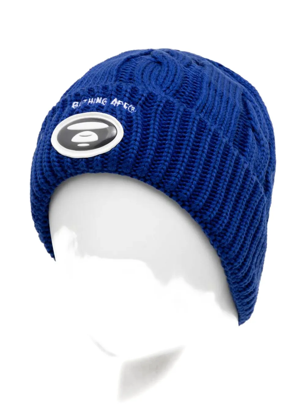 AAPE BY *A BATHING APE Kabelgebreide muts met logo - Blauw