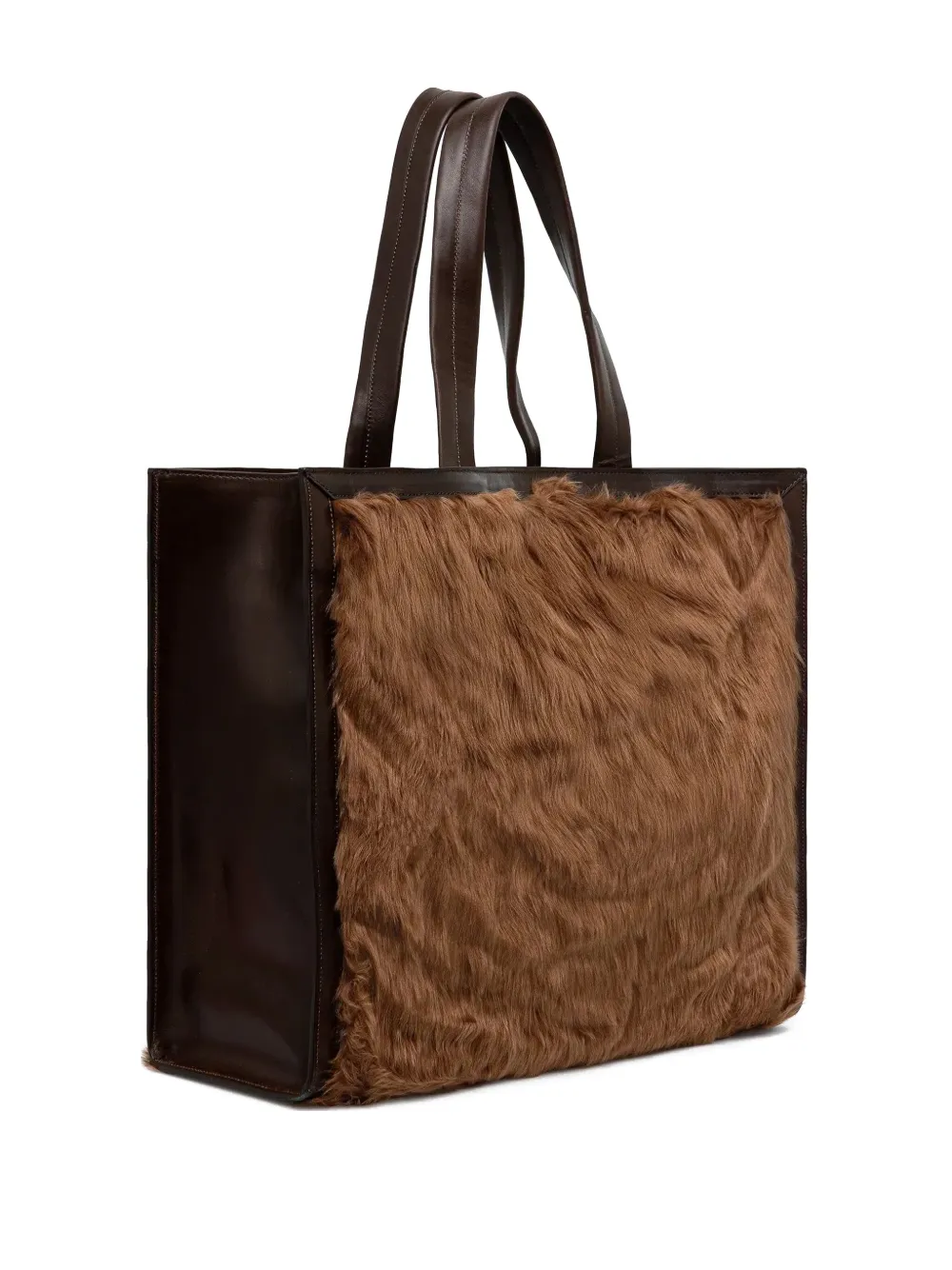 Andersson Bell Shopper met vlakken van bont - Bruin