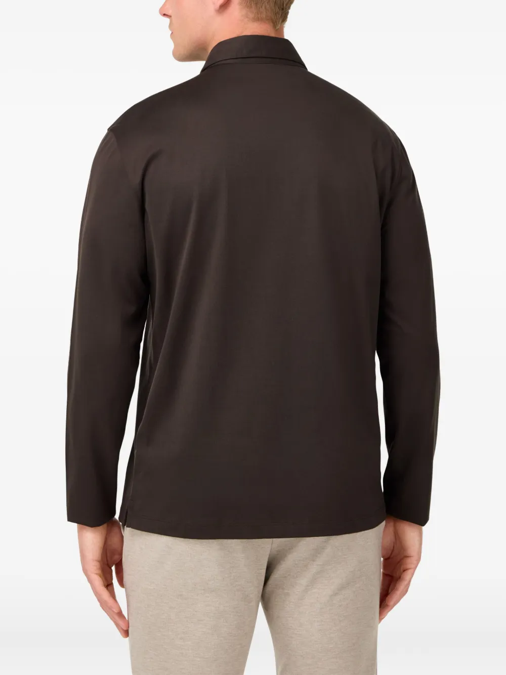 Boggi Milano Poloshirt met lange mouwen Bruin