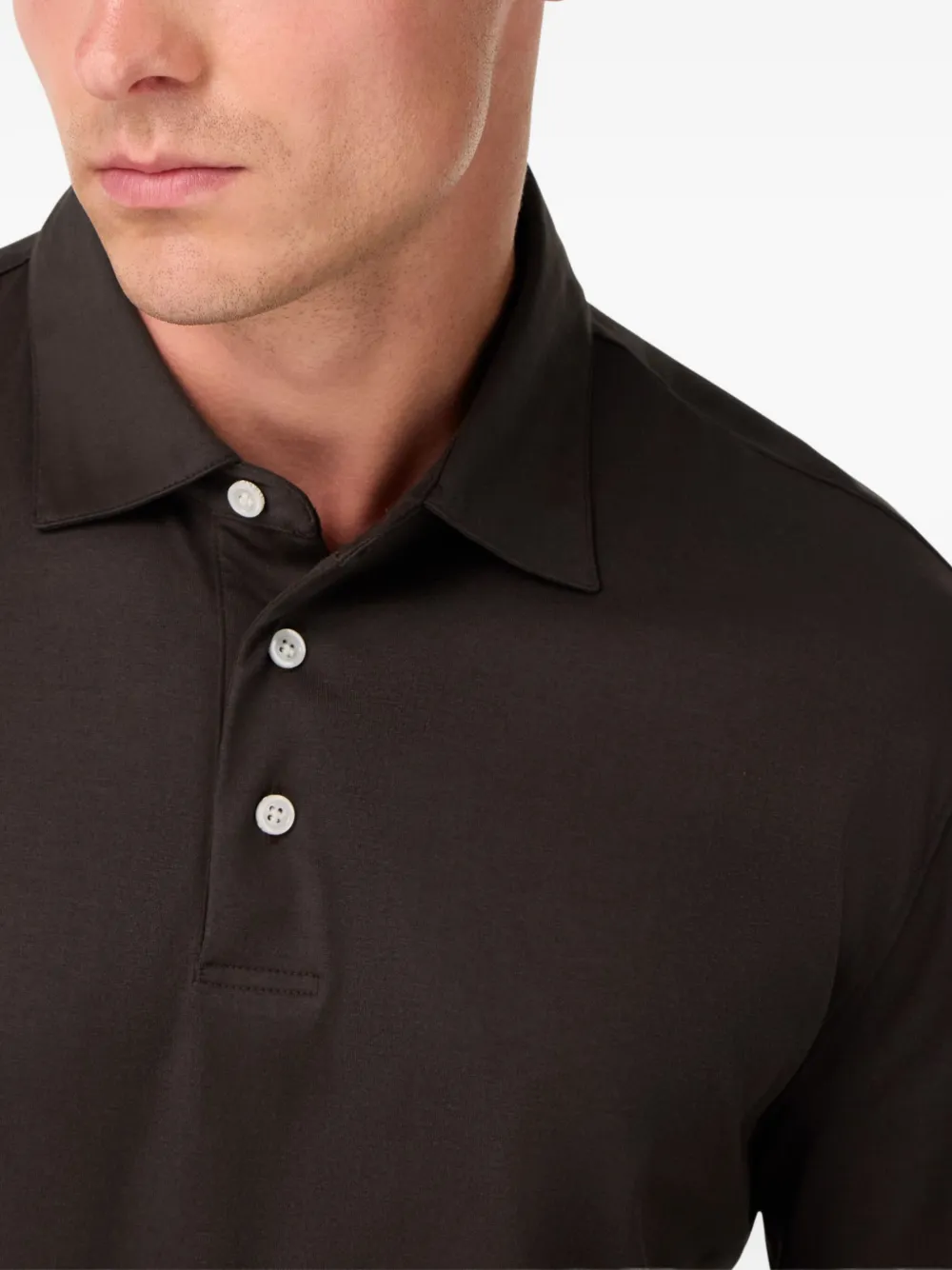 Boggi Milano Poloshirt met lange mouwen Bruin