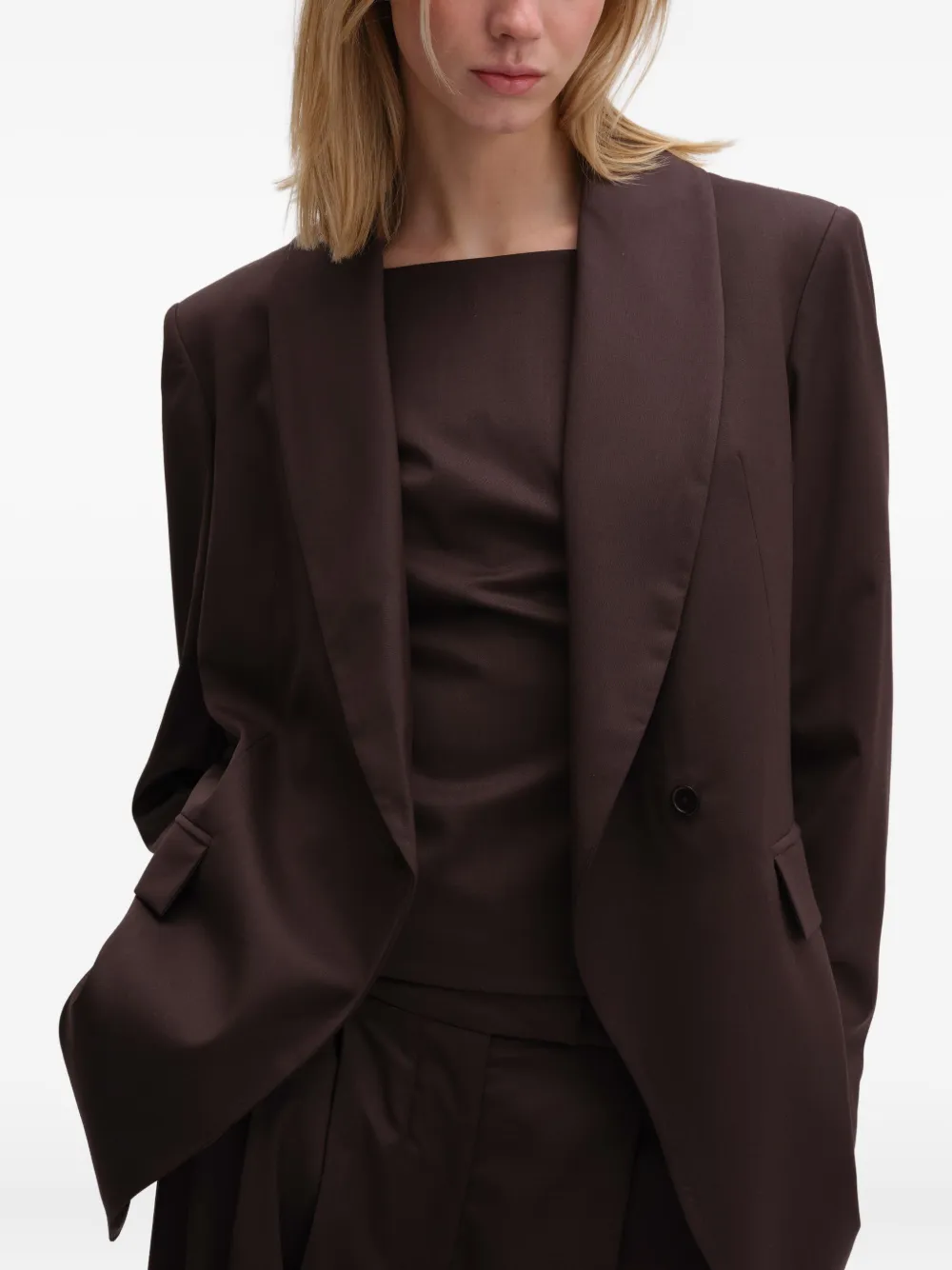 REMAIN Wollen blazer met dubbele rij knopen Bruin