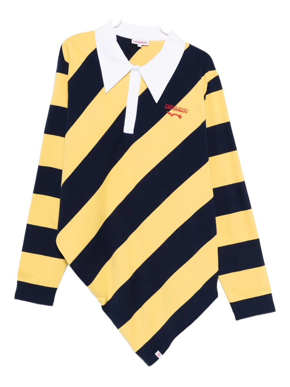 Charles Jeffrey Loverboy Diagonal-stripe Rugby Polo Shirt In Yellow