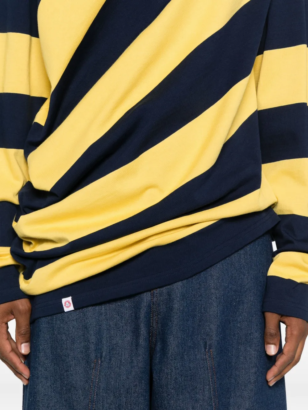 Charles Jeffrey Loverboy Diagonal-stripe Rugby Polo Shirt In Yellow