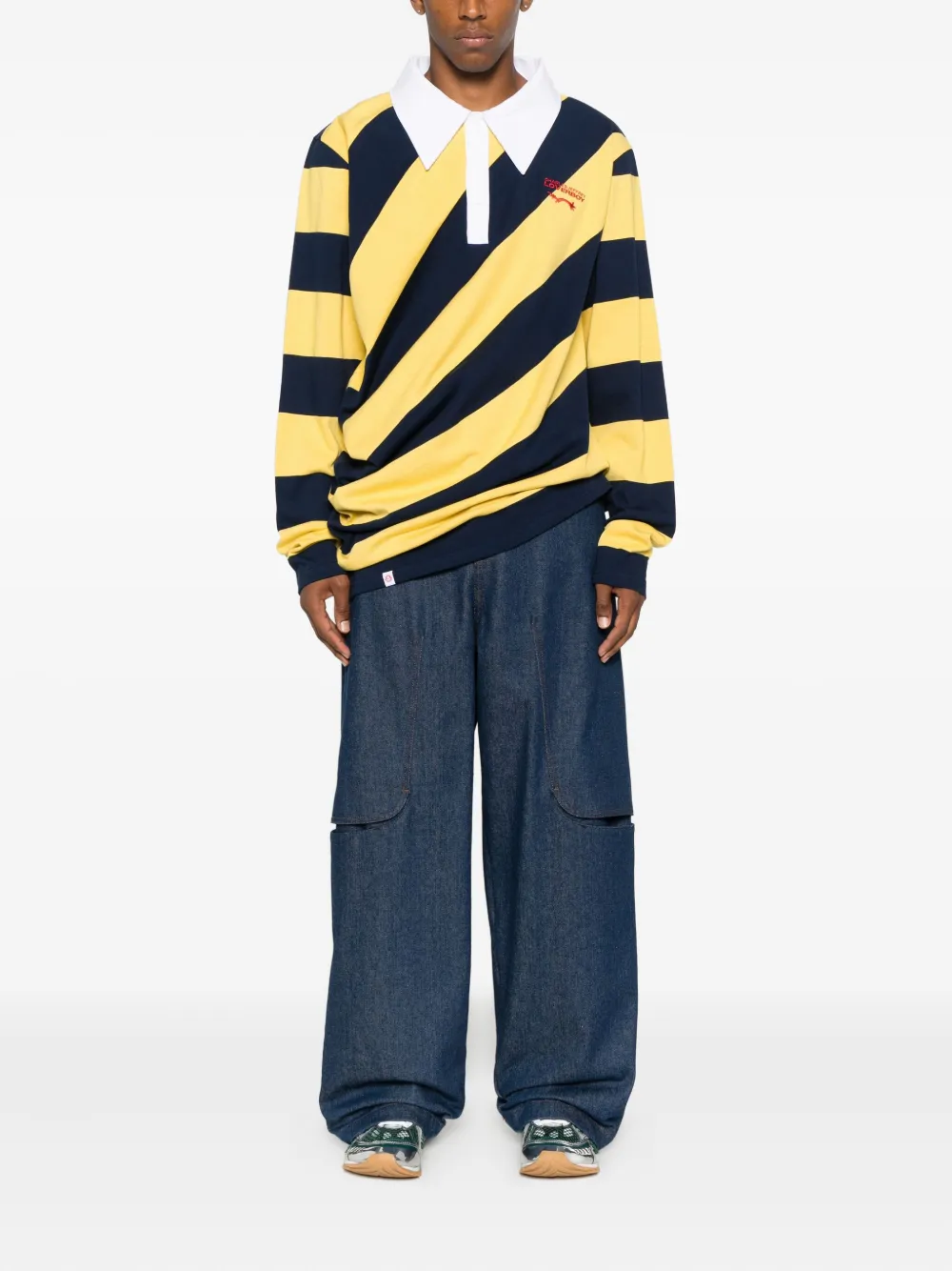 Charles Jeffrey Loverboy Rugbyshirt met diagonale strepen - Blauw