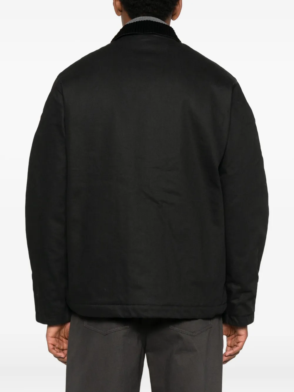 Trc Corduroy-collar Button-fastening Jacket In Black