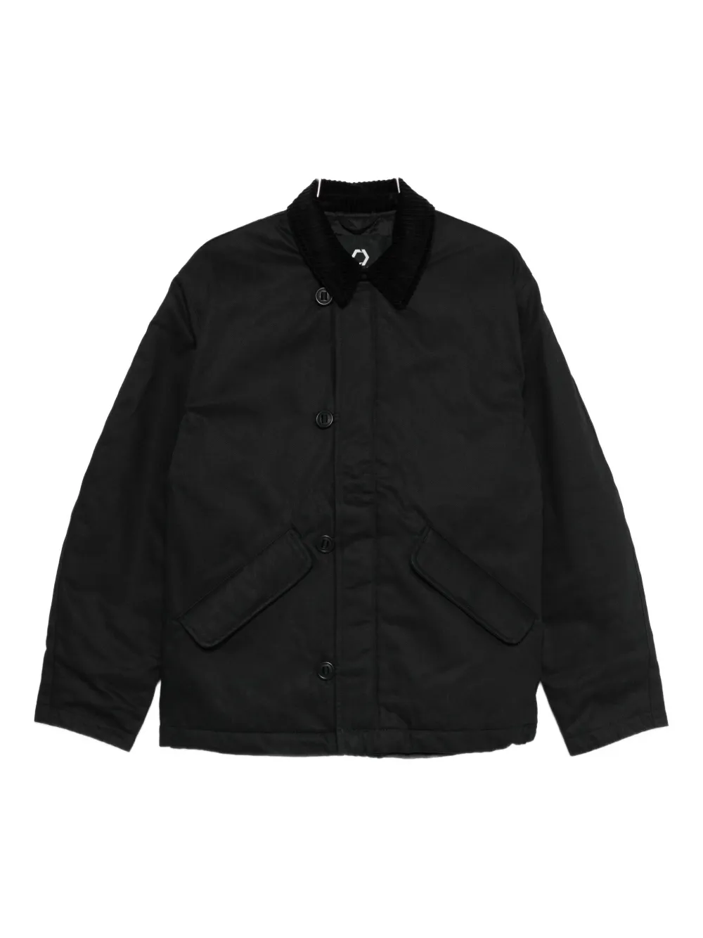 Trc Corduroy-collar Button-fastening Jacket In Black