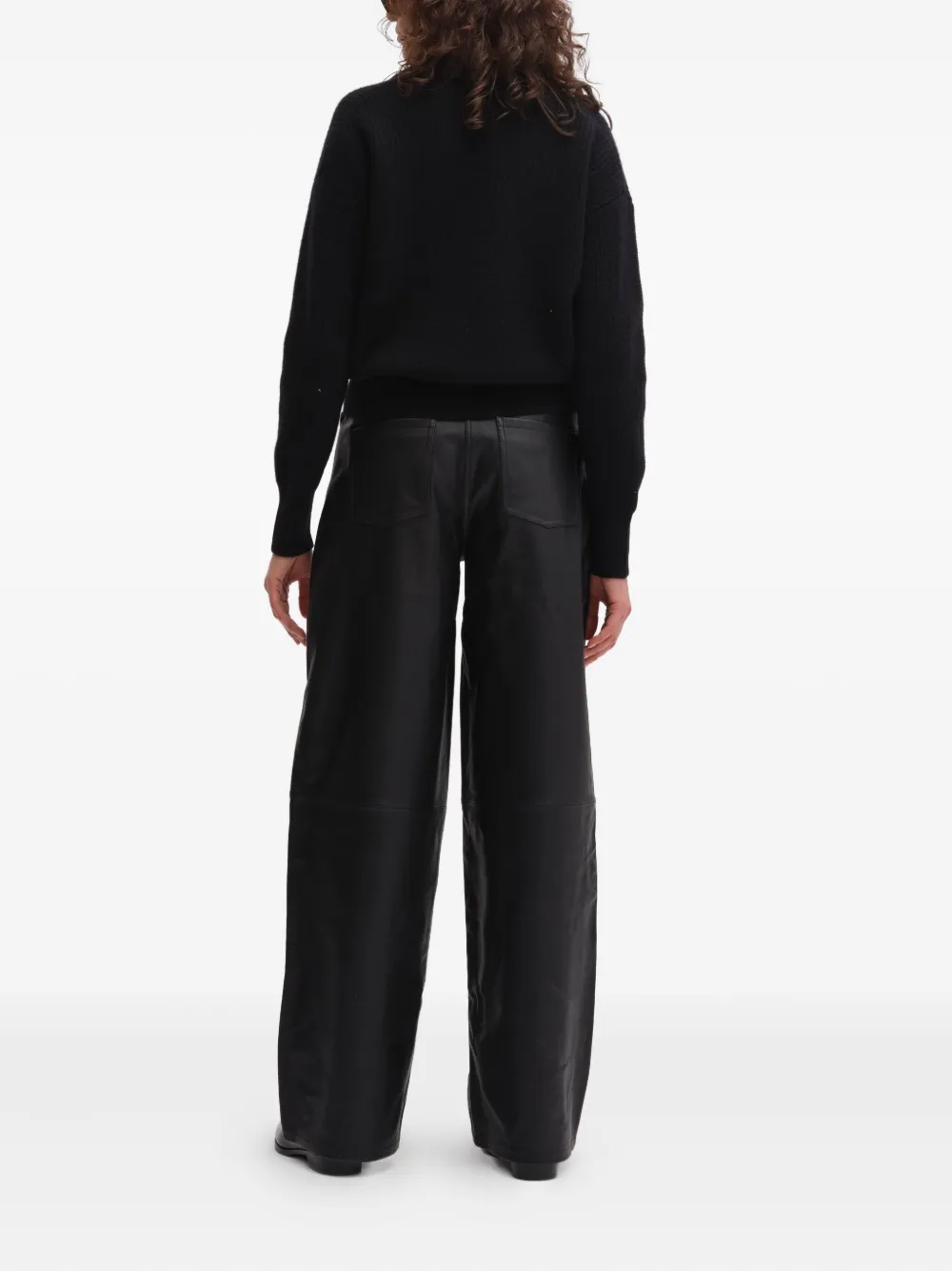 Remain Birger Christensen Cocoon Leather Panel Trousers In Black
