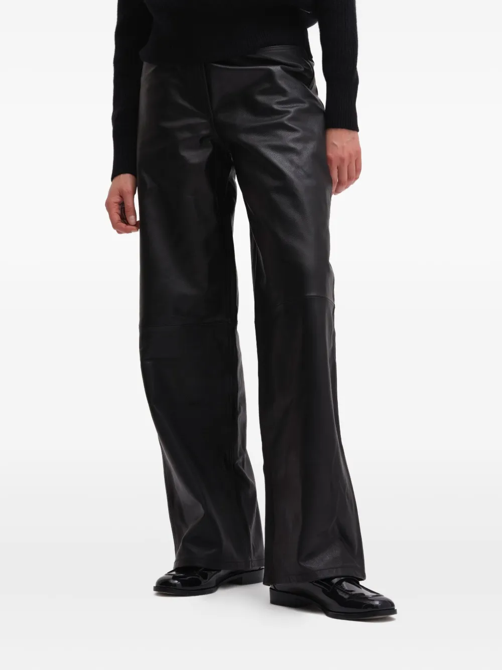 Remain Birger Christensen Cocoon Leather Panel Trousers In Black