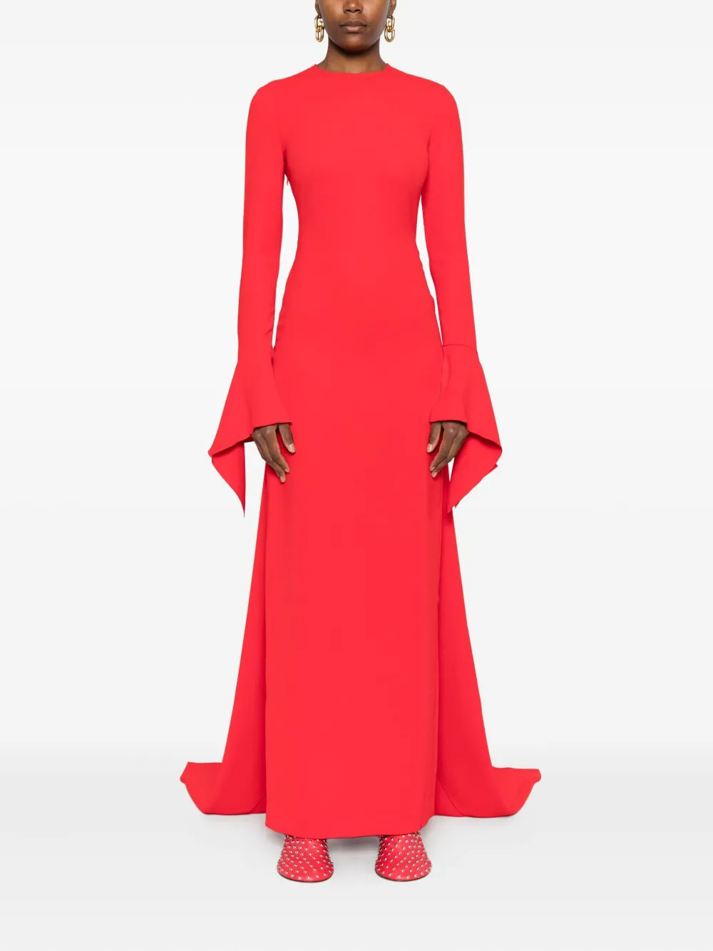 Solace London Blake jurk met flared cuffs en lange mouwen - Rood