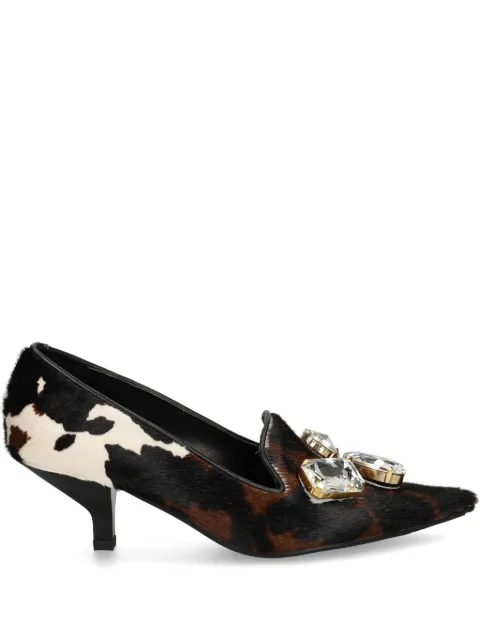 Ras 50mm crystal-embellished calf hair pumps
