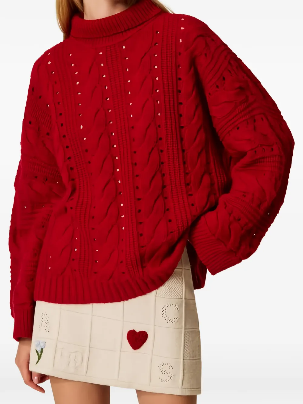 TWINSET Kabelgebreide coltrui Rood