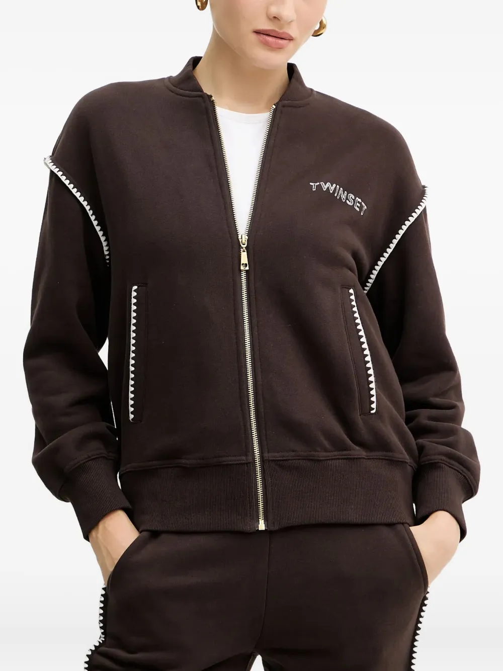 TWINSET logo-embroidered tracksuit - Marrone