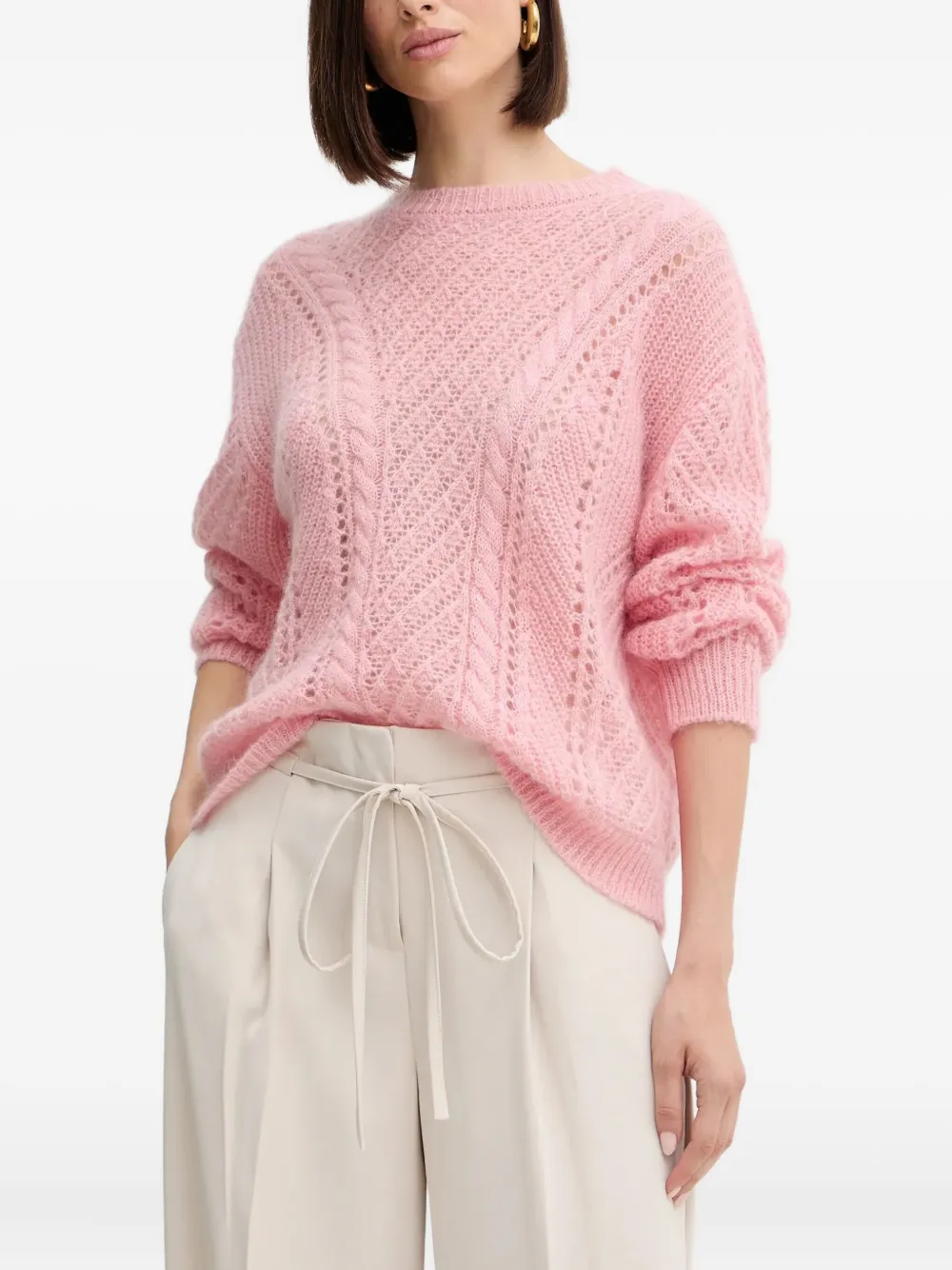 Twinset Cable-knit Sweater In Pink