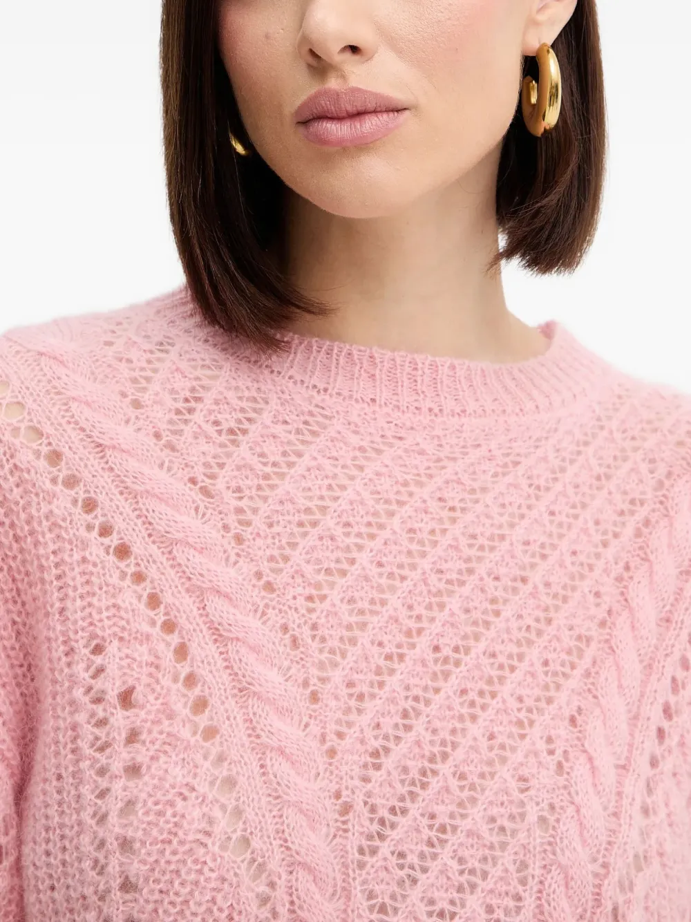 Twinset Cable-knit Sweater In Pink