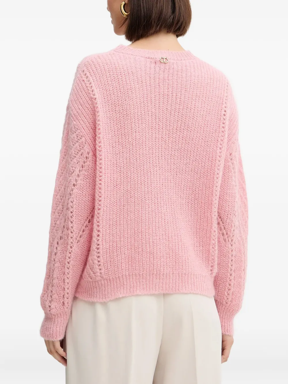 Twinset Cable-knit Sweater In Pink