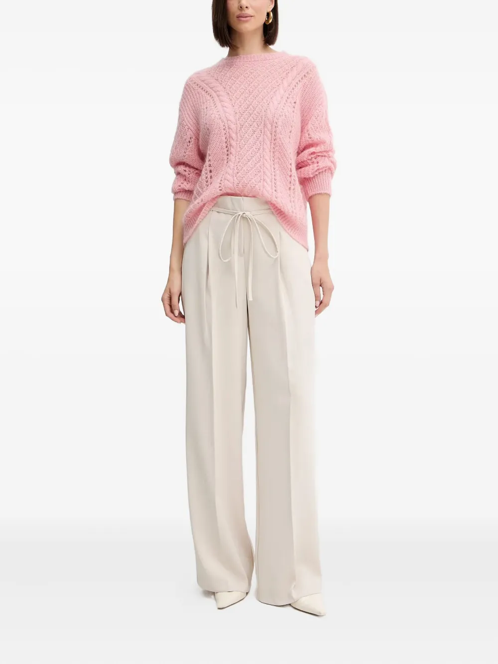 Twinset Cable-knit Sweater In Pink