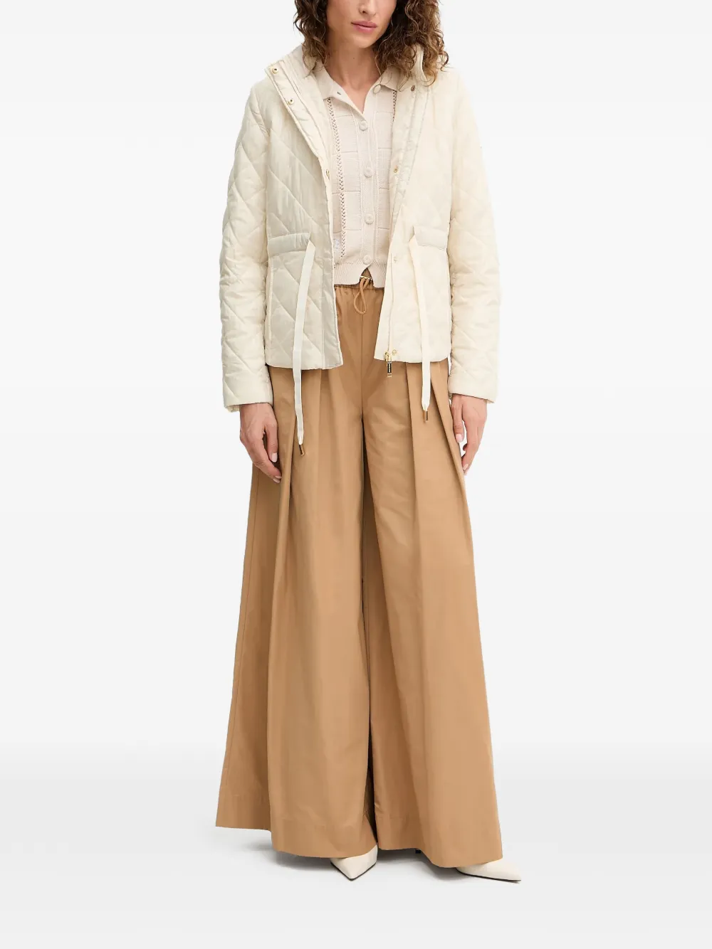 TWINSET Palazzo broek met trekkoord - Beige