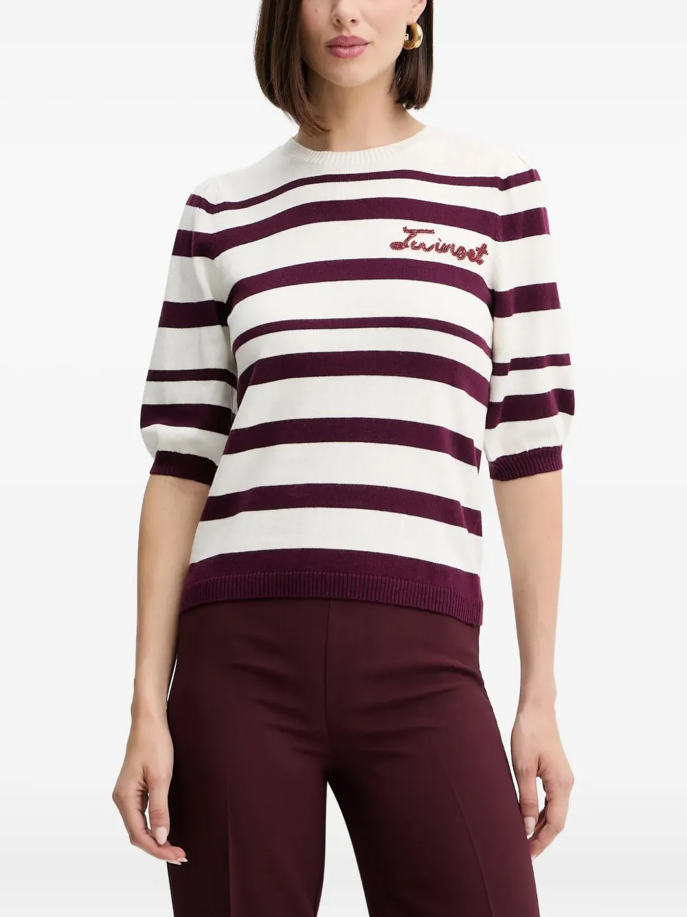 TWINSET striped top - Bianco