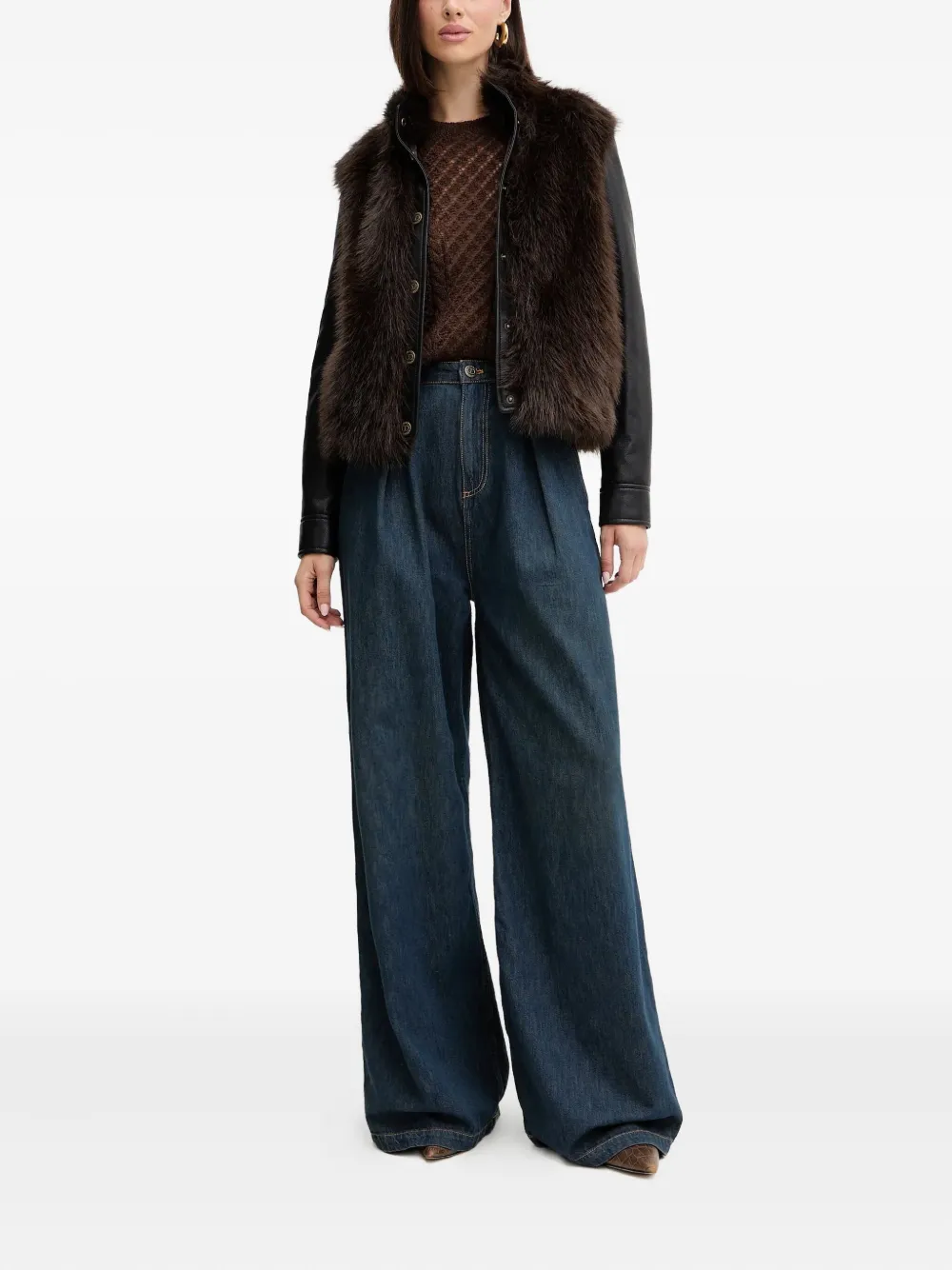 Twinset Openwork Sweater In Brown
