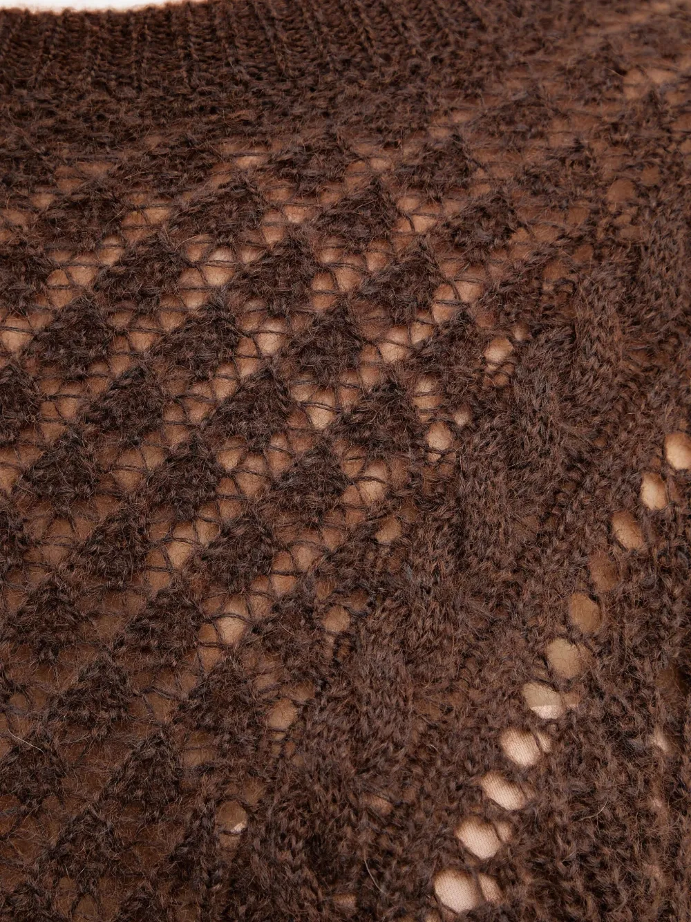 Twinset Openwork Sweater In Brown