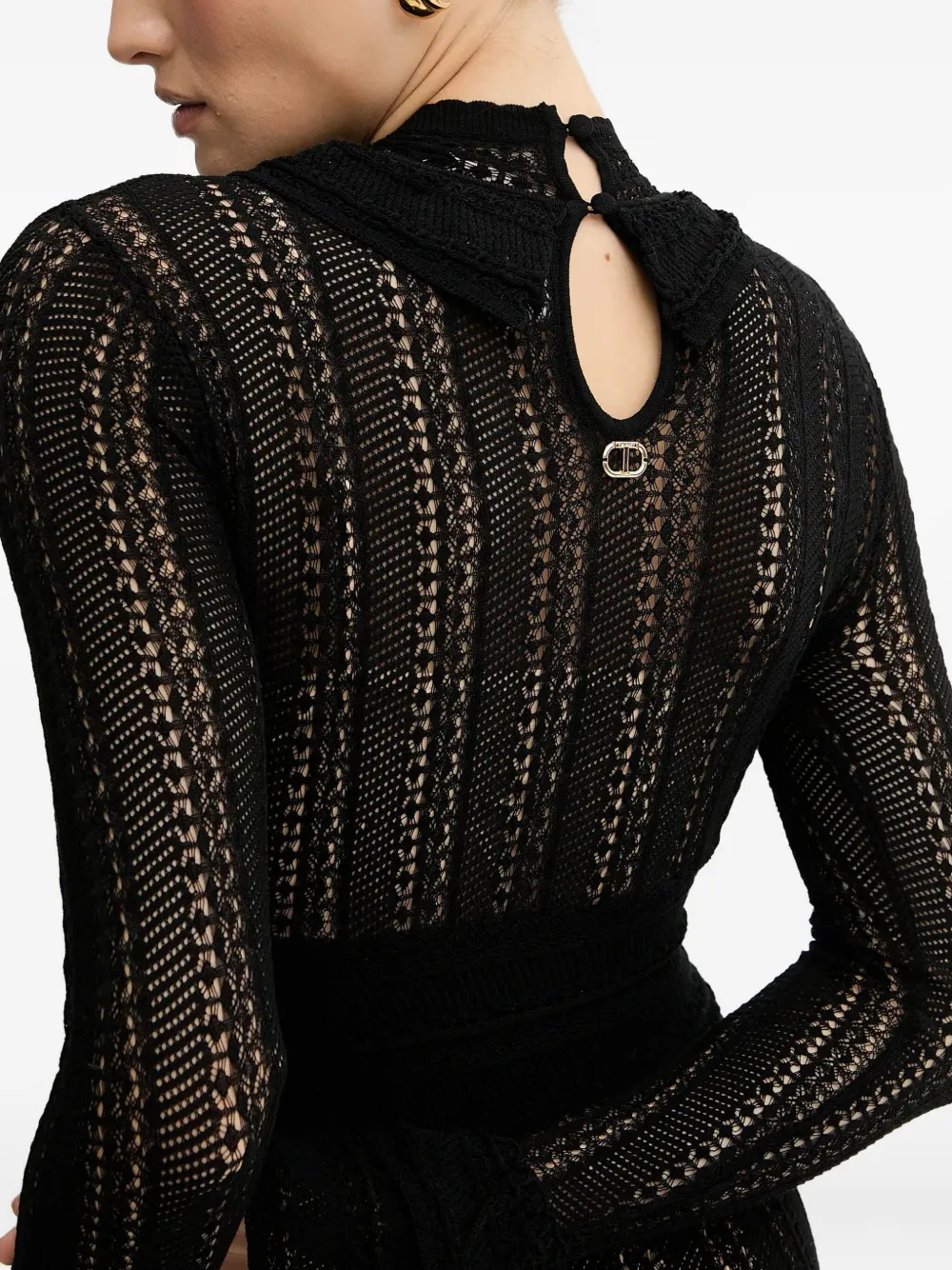 TWINSET Gebreide maxi-jurk met ruches Zwart