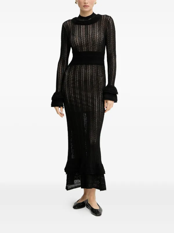 knitted evening dresses Twilight Moments Long Sleeve Knit Dress Cream