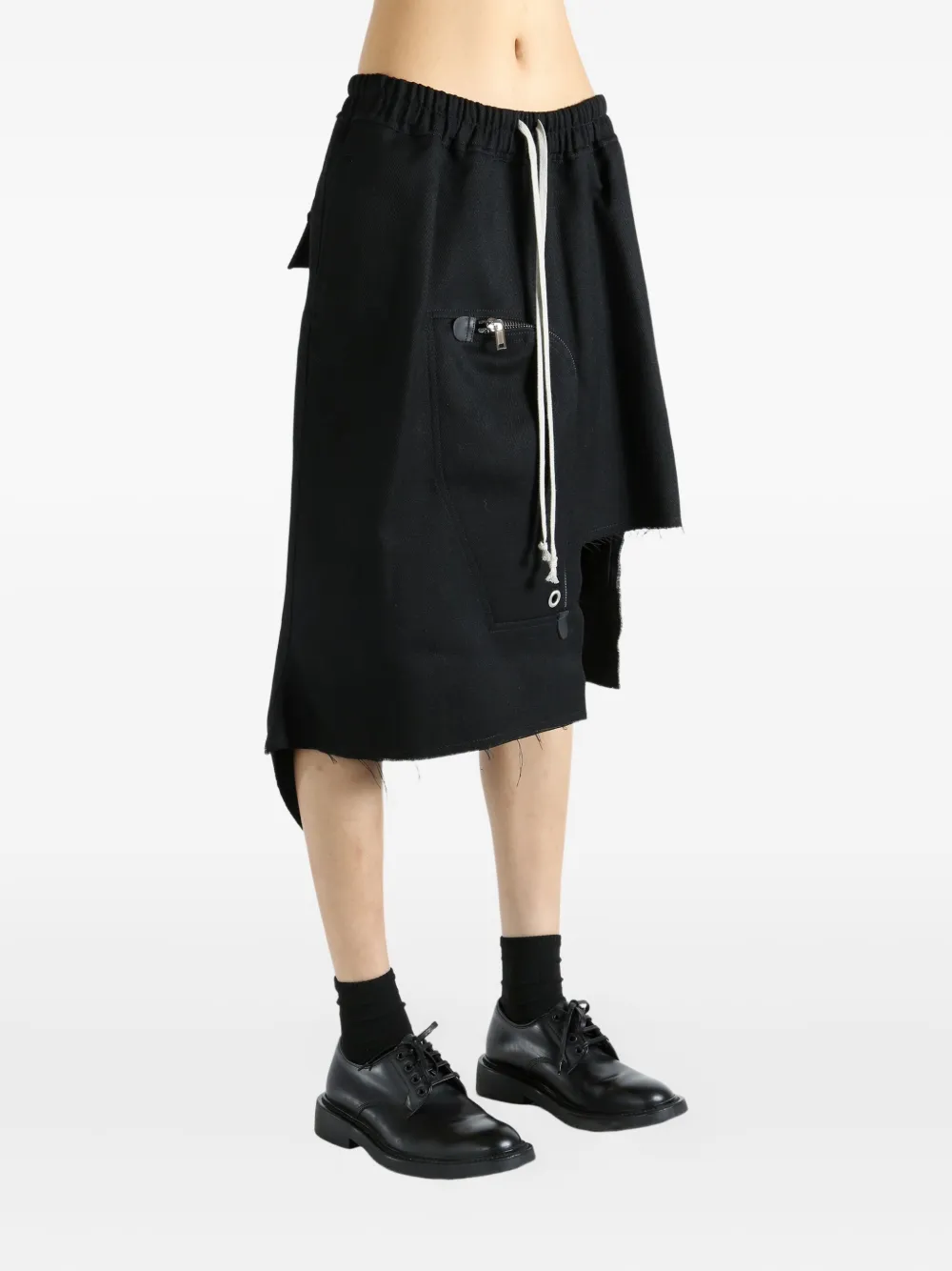 Rick Owens Dracca Drawstring Asymmetric Mini Skirt In Brown