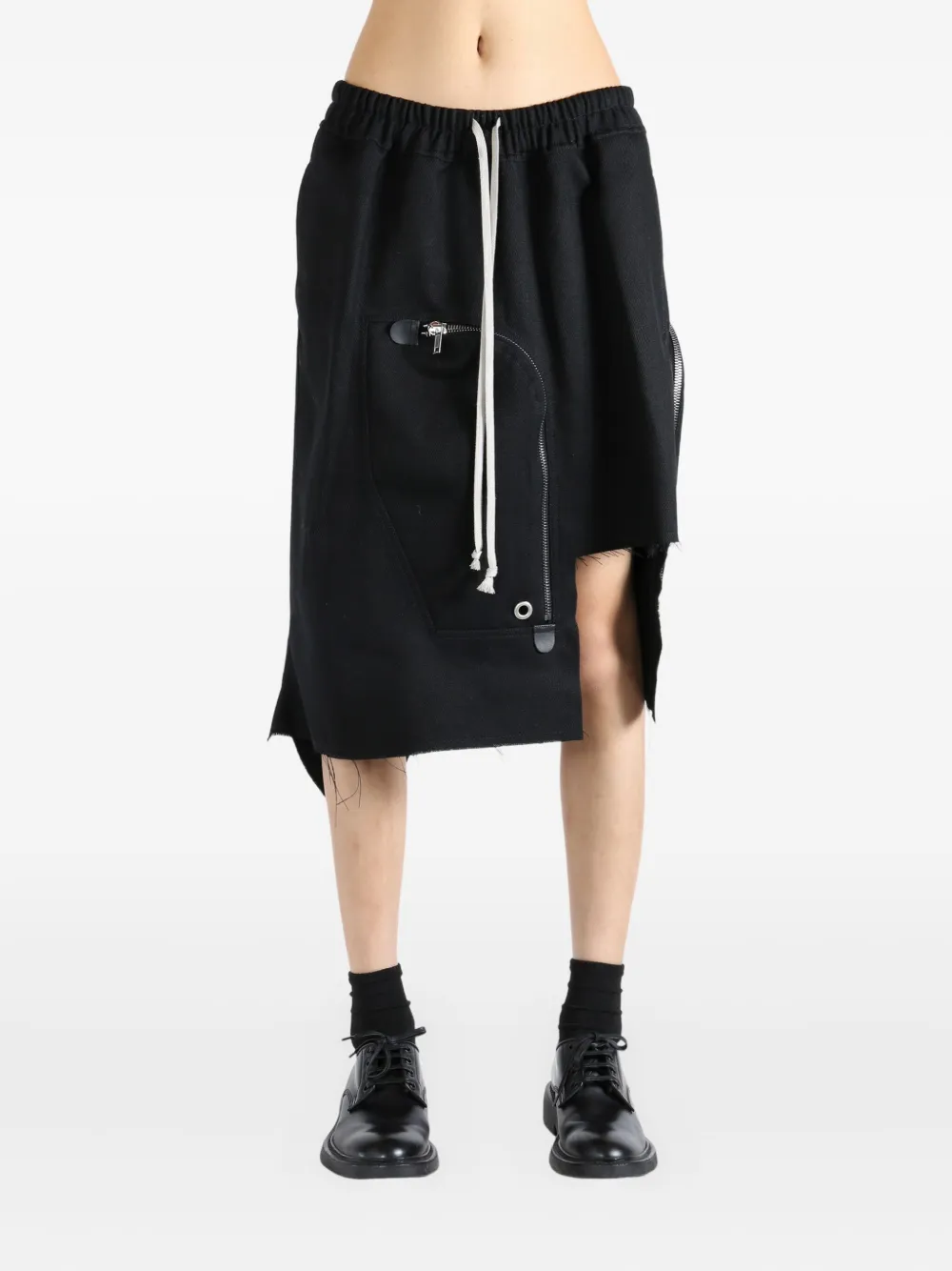 Rick Owens Dracca drawstring asymmetric mini skirt - Zwart