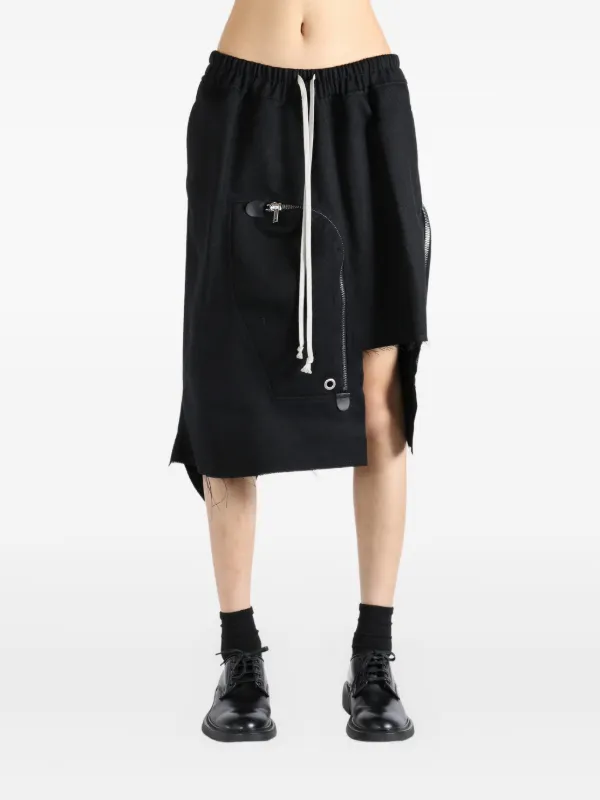 Rick Owens Dracca Drawstring Asymmetric Mini Skirt | Black