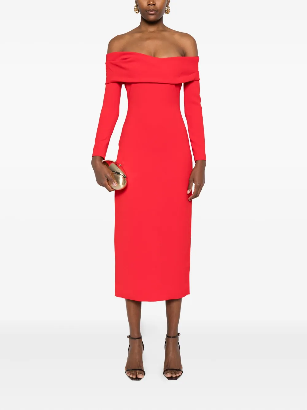 Solace London Yuni off-shoulder midi-jurk - Rood