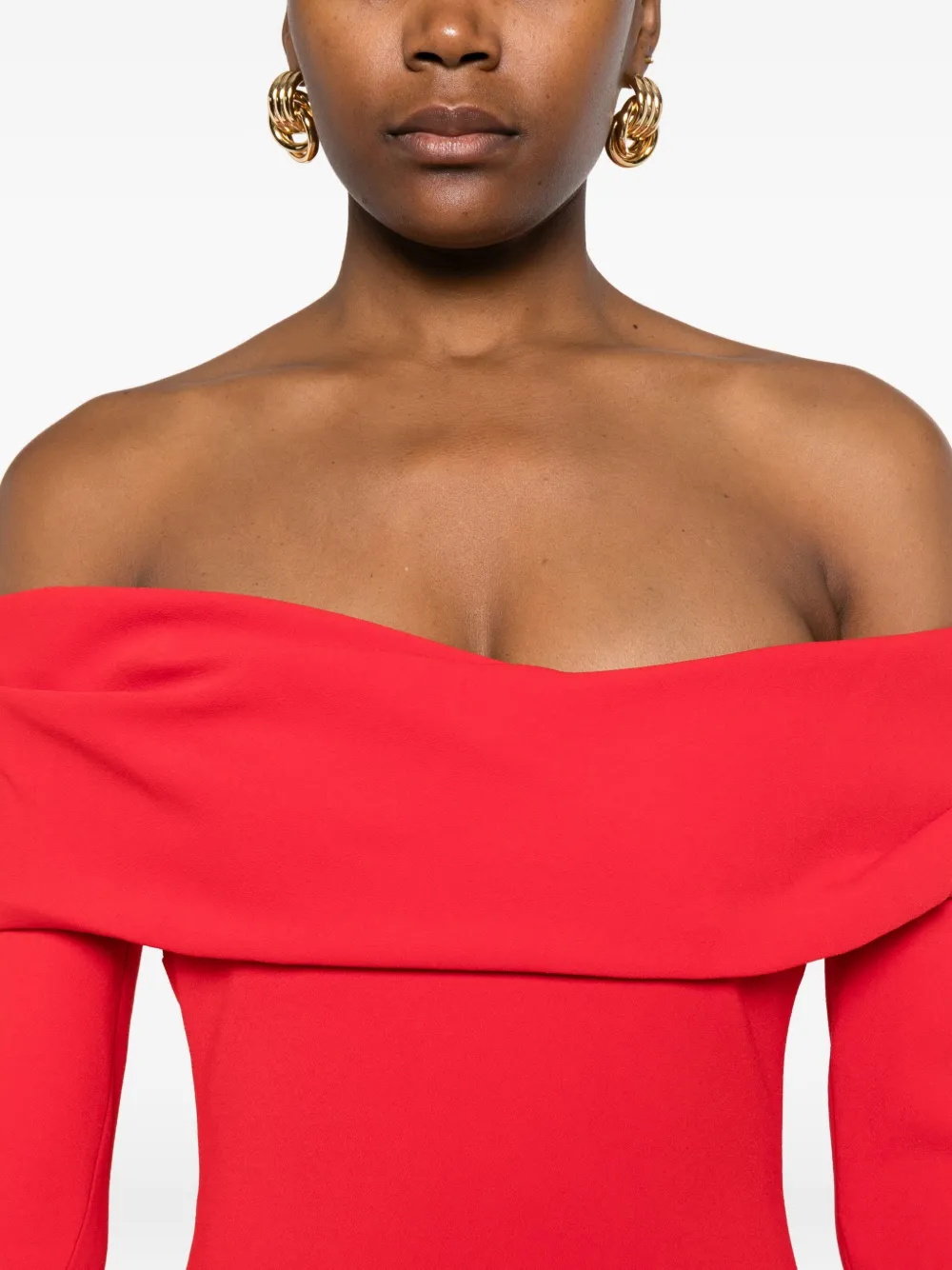 Solace London Yuni Off-shoulder Midi Dress In Red