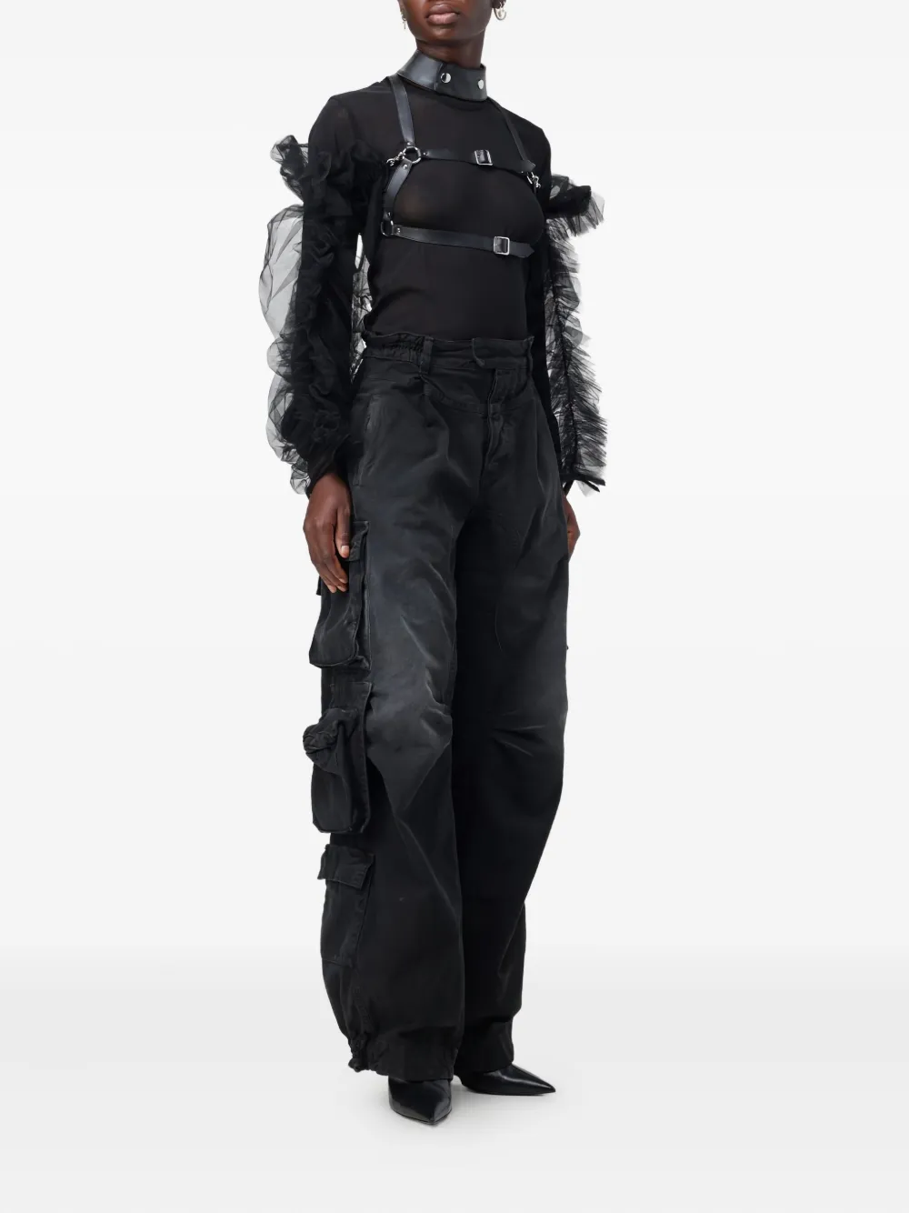 Noir Kei Ninomiya Harnas met ruches Zwart